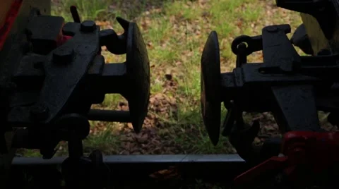 Close up of a Train car coupler joint connecting Stock Footage 64680744