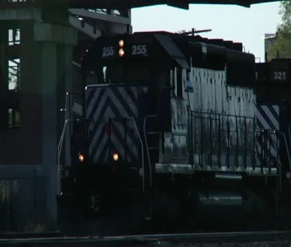 Close up of train forging ahead Stock Footage 21632379