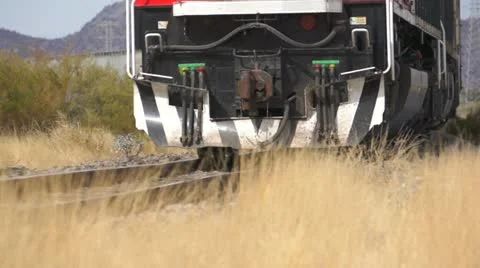 Close Up Train on Railroad Tracks Stock Footage 19250251