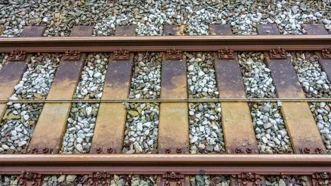 Close up train track Stock Photos