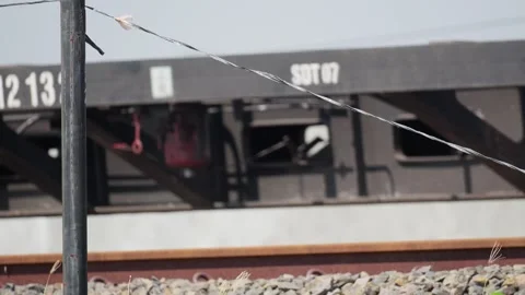 Close Up of Train Wheels Moving on Railway Tracks Video stock 337142686