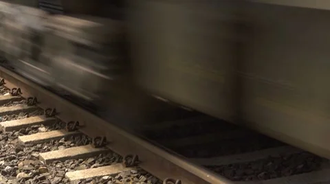 Close up of train wheels passing Stock Footage 7755921