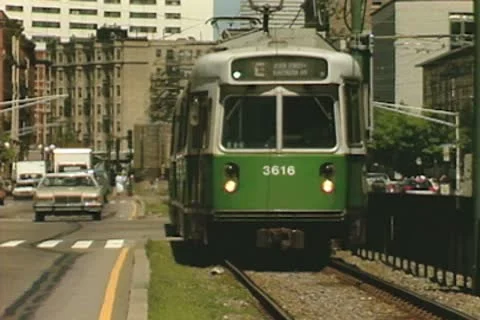 Close up of tram going past 動画素材 8884278