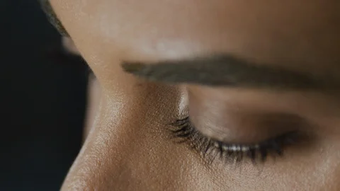 Close-up of transgender woman's eye makeup Stock Footage 117627280