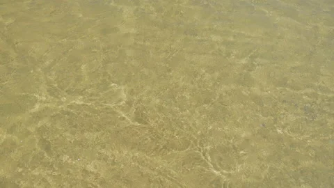 Close-up on the translucent water of a sandy beach, in Jericoacoara, Brazil Stock Footage 231552928