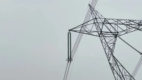 Close-Up of Transmission Tower Insulators Stock Footage 328400974