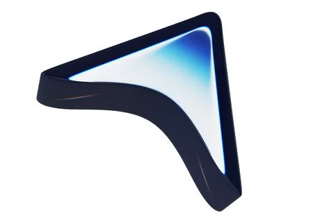 Close-up of transparent glass computer cursor on white background. 3d renderi Foto stock