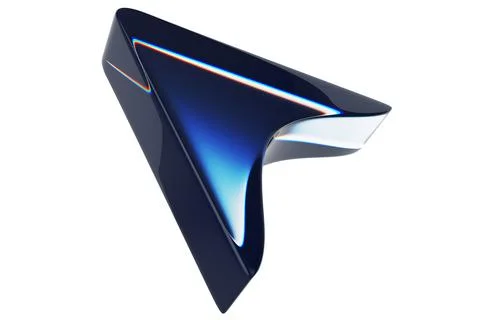 Close-up of transparent glass computer cursor on white background. 3d renderi Stock Photos