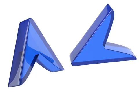 Close-up of transparent glass computer cursor on white background. 3d renderi Stock Photos