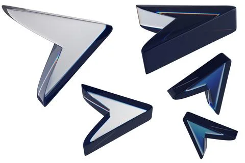 Close-up of transparent glass computer cursor on white background. 3d renderi Stock Photos