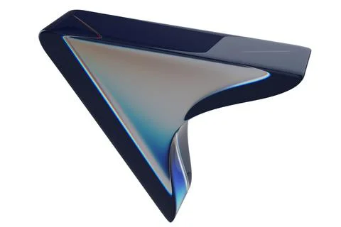 Close-up of transparent glass computer cursor on white background. 3d renderi Stock Photos