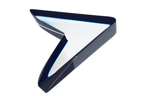 Close-up of transparent glass computer cursor on white background. 3d renderi Foto stock