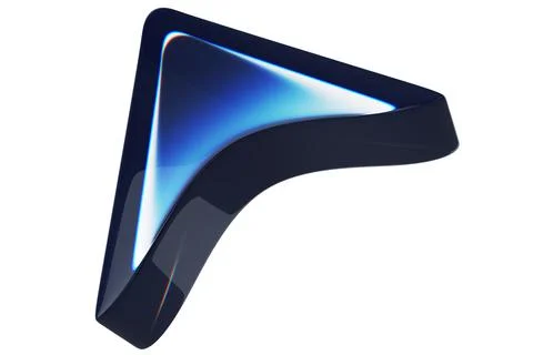 Close-up of transparent glass computer cursor on white background. 3d renderi Foto stock