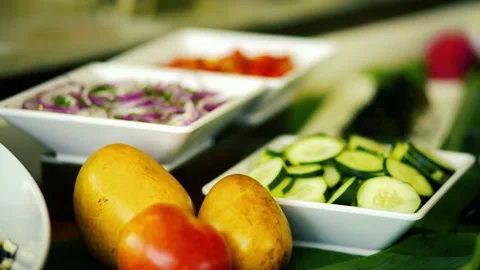 A close up of a tray of food Stock Footage 155449297