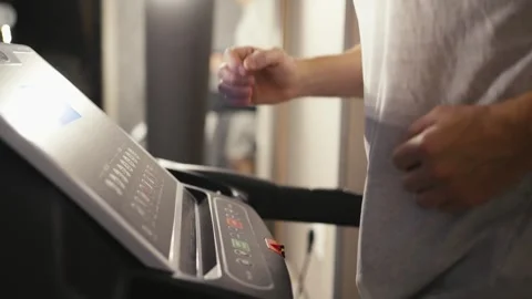 Close-up of a treadmill control panel during a home workout. Treadmill cons.. Stock Footage 332162265