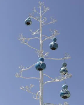 Close-up of tree branches and decorations painted on white. Stock Photos