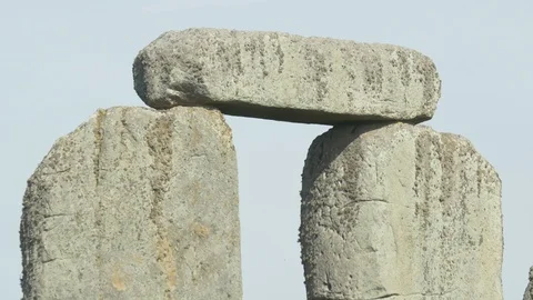 Close up of a trilithon's top at Stonehenge Stock Footage 87775248