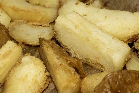Close Up of Triple Cooked Chunky Chips Fries Stock Photos