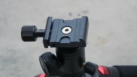 Close Up of Tripod Ball Head with Quick Release Plate 库存影片 341841639