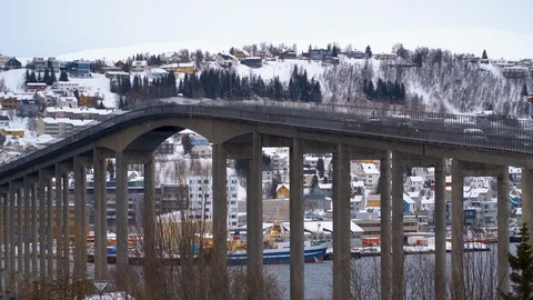 Close-up of the Tromsø Bridge Stock Footage 126214067