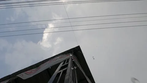 Close-Up Tropical Rainfall – Drops Falling from Cloudy Sky Stock Footage 320892820