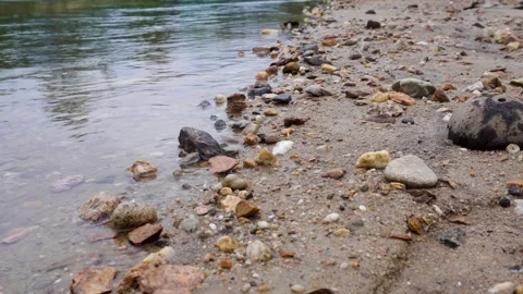 Close Up Tropical River Edge with Small Stones Stock Footage 309491578