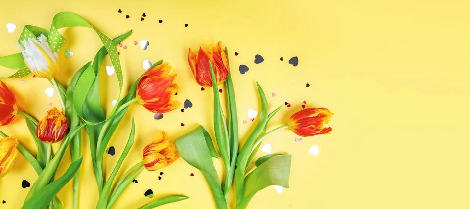 Close-up of Tulips with Decorative Elements 스톡 사진