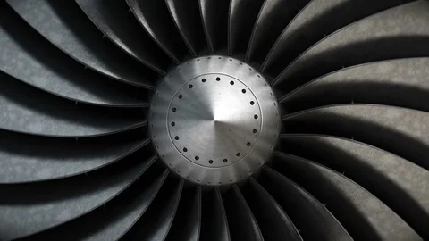 Close-up turbine engine front-end fan. Stock Footage 79479270