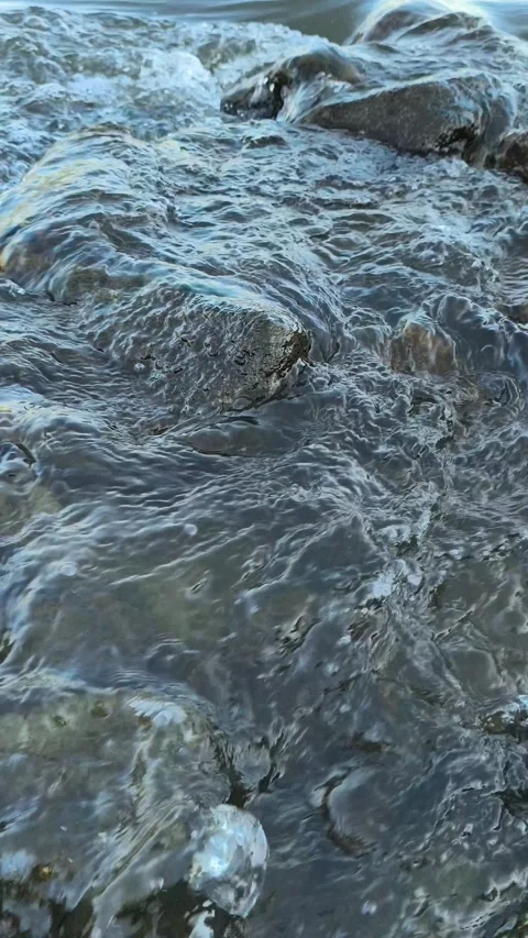 Close-Up of Turbulent River Water and Rocks Stock Footage 341536331