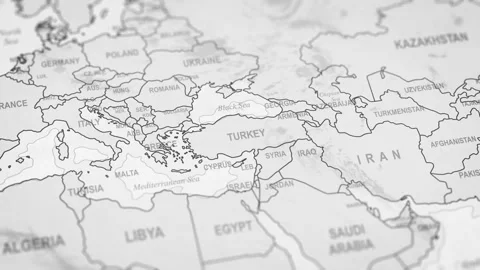 Close Up Of Turkey Borders. World Map Animation. Stock Footage 331811983