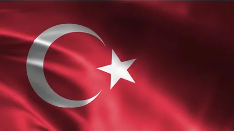 Close-up of the Turkey flag waving in the wind. Turkey national flag waving 4K.  Stock Footage 245183778