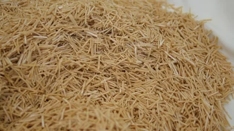 Close-up of Turkish style thinly cut handmade raw noodles, Stock Footage 255909254
