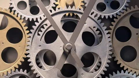 Close up of Turning clock gears Stock Footage 302737721