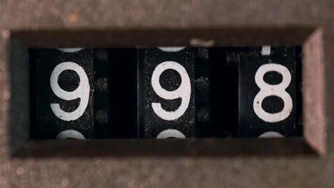 Close-up of turning digit mechanical analog counter with three rows of numbers. Stock Footage 272494970