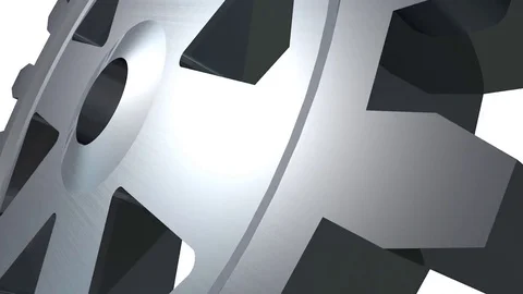 Close up of a turning gear on a white background, loop-able (3d rendering) Stock Footage 82797810