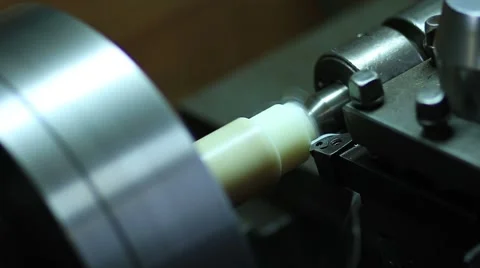 Close up turning lathe in action Stock Footage 68420286