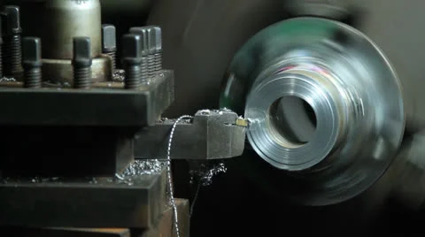 Close up turnning lathe Stock Footage 25855473