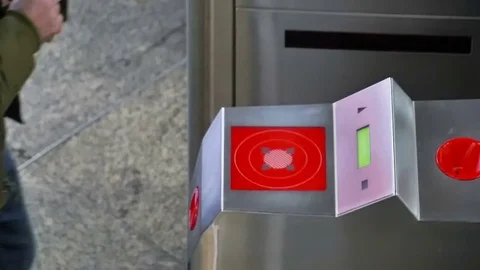 Close up on turnstile card machine Stock Footage 71402864