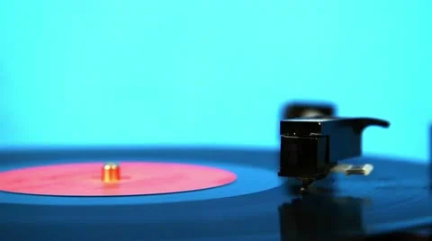 Close up of turntable needle on vinyl plate Stock Footage