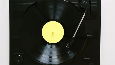 Close up of turntable play vinyl record Stock Footage 88657332