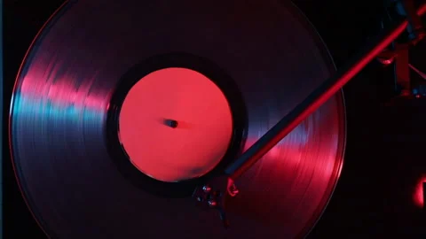 Close up of turntable playing vinyl record Video stock 155333830