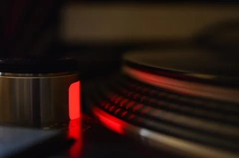 Close up of a Turntable Red Strobe Light on the Plate Stock Photos
