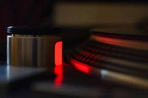 Close up of a Turntable Red Strobe Light on the Plate Stock Photos