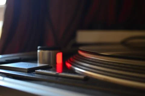 Close up of a Turntable Red Strobe Light on the Plate Stock Photos