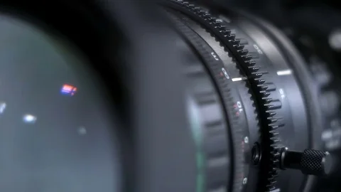 Close-up TV studio camera, zoom operation Stock Footage 80243382