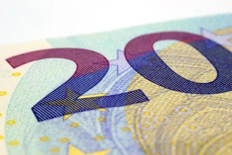 Close up of a twenty euro banknote. Stock Photos