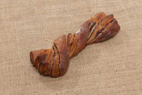Close up of twist bread on sack Stock Photos