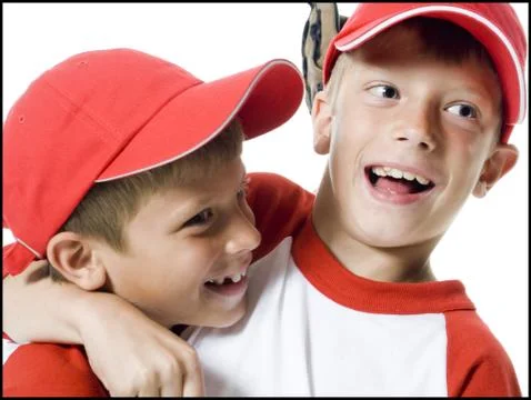 Close-up of two baseball players smiling Stock Photos