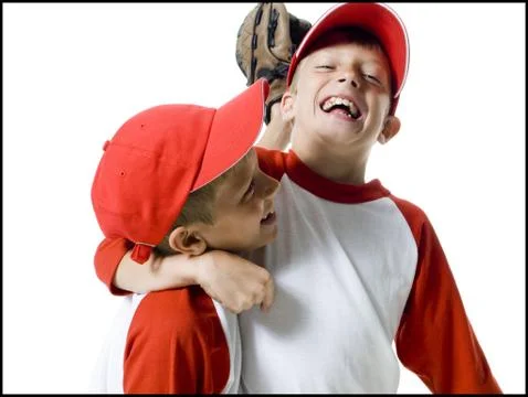 Close-up of two baseball players smiling Stock Photos
