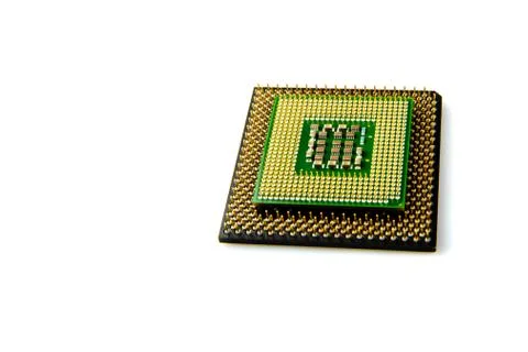 Close up of  two computer processor isolated on white background. Foto stock